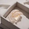 GOLD TONE PAVÉ FEATHER HAIR COMB-CLIP