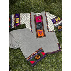SILKY CO-ORD WITH MIRROR WORK