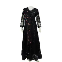PAKISTANI BLACK EMBROIDERY NET DRESS
