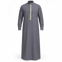 THE GREY GEOMETRIC EMBROIDERED THOBE