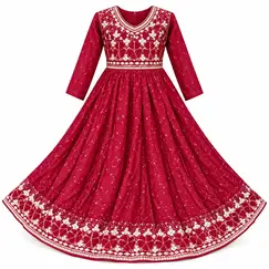 YOUNG GIRL FANCY MAXI DRESS COTTON