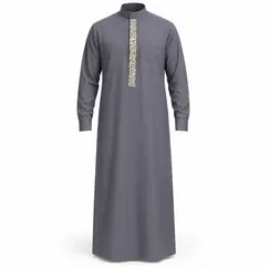 THE GREY GEOMETRIC EMBROIDERED THOBE