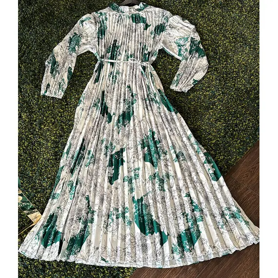 CRINKLE SILK LONG MAXI DRESS