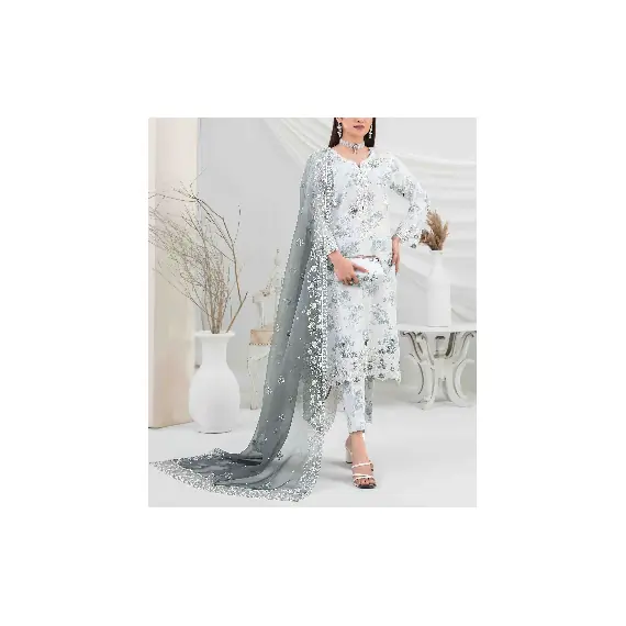 ORGANZA FLORAL PARTY WEAR WITH CLUTCH