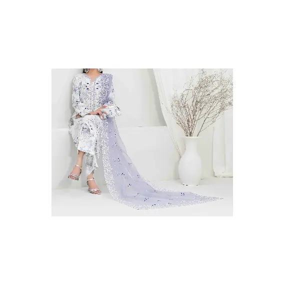 ORGANZA FLORAL PARTY WEAR WITH CLUTCH