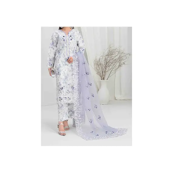 ORGANZA FLORAL PARTY WEAR WITH CLUTCH