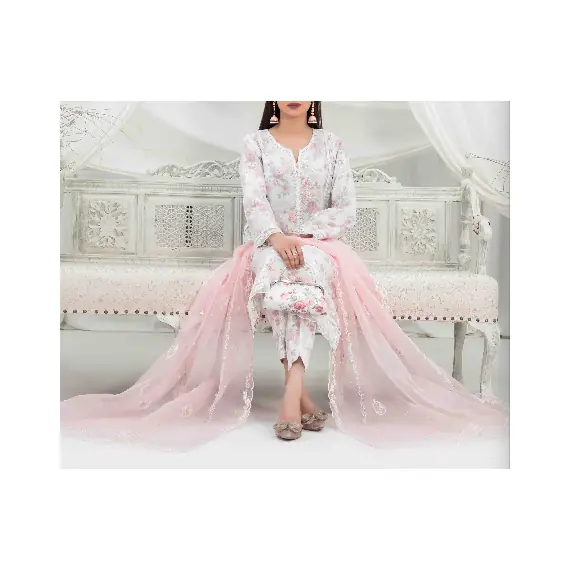 ORGANZA FLORAL PARTY WEAR WITH CLUTCH