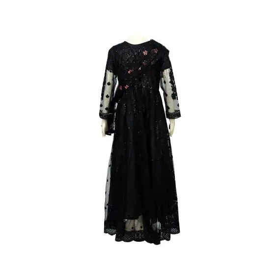 PAKISTANI BLACK EMBROIDERY NET DRESS