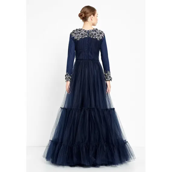 TK LONG SLEEVE MAXI TULLE GOWN