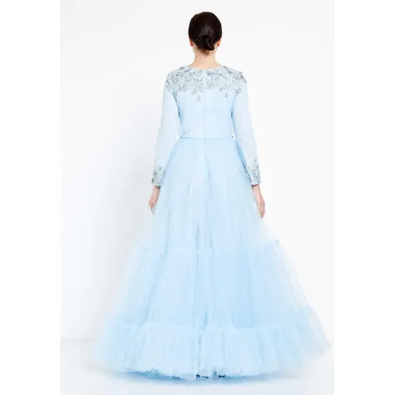 TK LONG SLEEVE MAXI TULLE GOWN