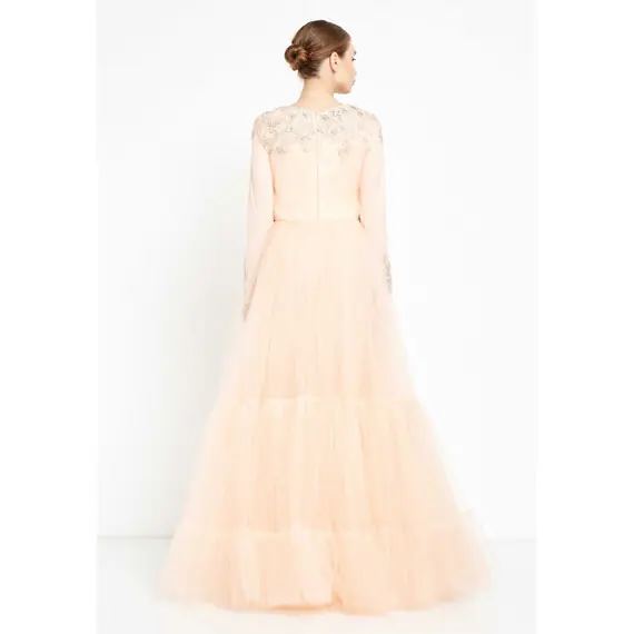 TK LONG SLEEVE MAXI TULLE GOWN