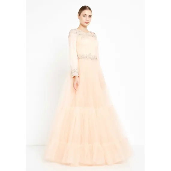 TK LONG SLEEVE MAXI TULLE GOWN