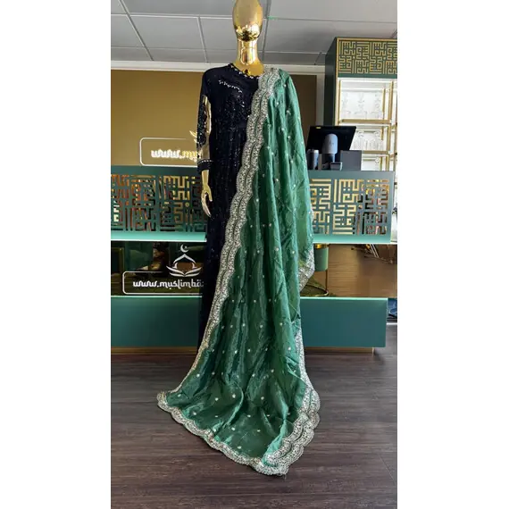 DUPATTA RAW SILK W GOLD EMBROIDERY