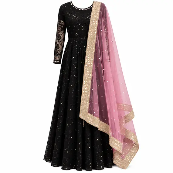 NET DUPATTA W MIRROR L BORDER