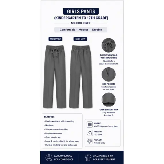 BURHAN GIRLS UNIFORM SET (6TH–12TH) – SHIRT PANTS & HIJAB