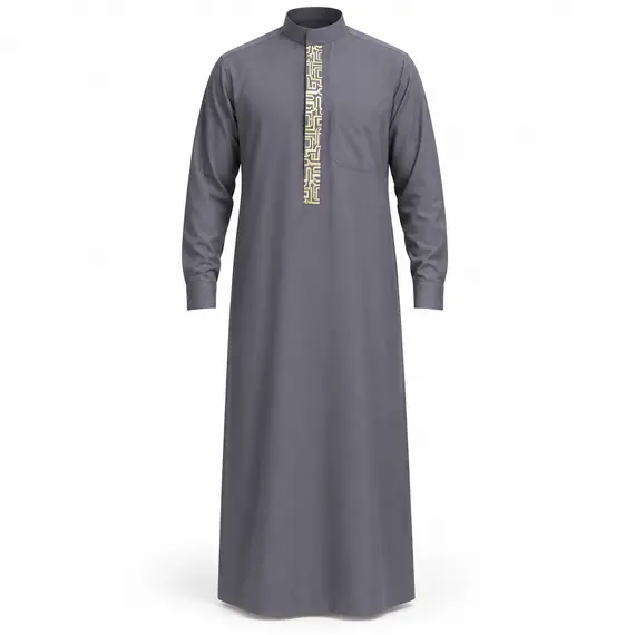 THE GREY GEOMETRIC EMBROIDERED THOBE