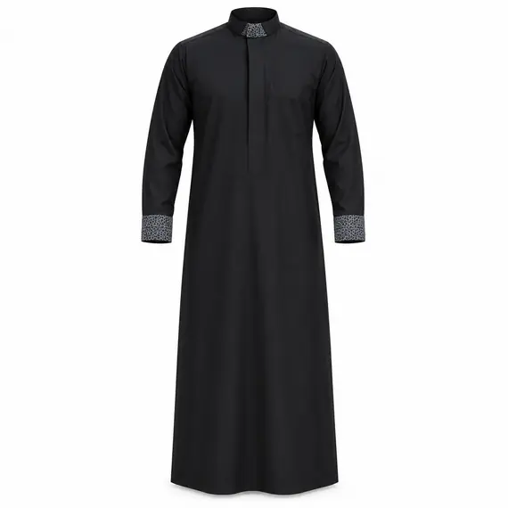 BLACK PATTERNED THOBE