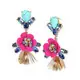 GOLD-TONE MIXED STONE FLOWER STATEMENT EARRINGS