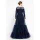 TK LONG SLEEVE MAXI TULLE GOWN